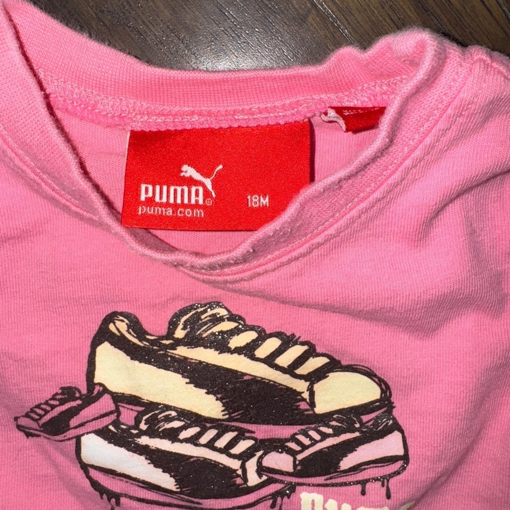 Puma Pink Long Sleeve Tee with Graphic Design - Picture 3 of 4
